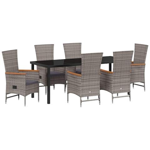Set da Pranzo per Giardino con cuscino 7 pcs Grigio - Foto 1