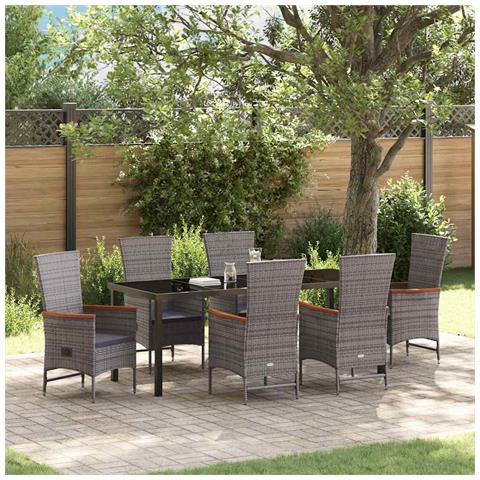 Set da Pranzo per Giardino con cuscino 7 pcs Grigio - Foto 2