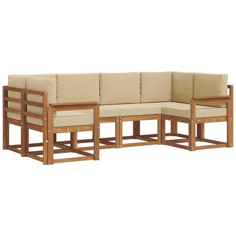 Set di divani da esterno con cuscino 6 pcs Naturale e Beige - Foto 1