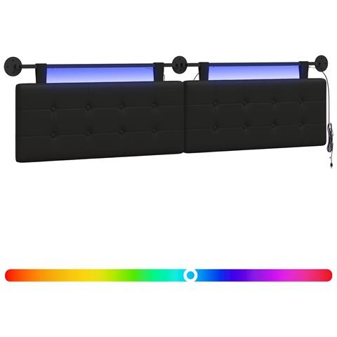 Testiera sospesa Con luce LED Nero Similpelle - Foto 1