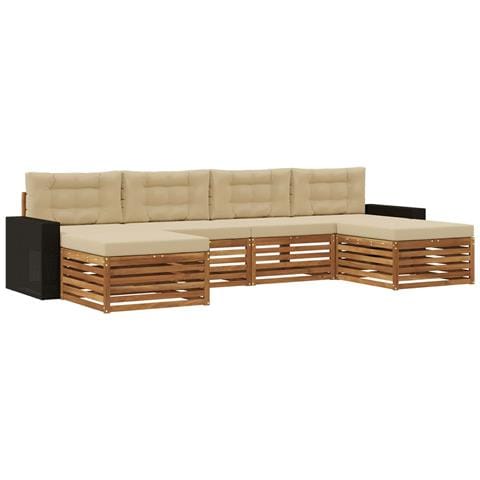 Set divani con cuscino 6 pcs Legno di Acacia Massello - Foto 1