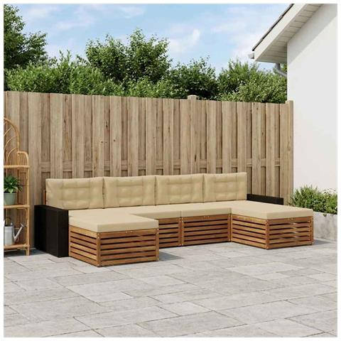 Set divani con cuscino 6 pcs Legno di Acacia Massello - Foto 2