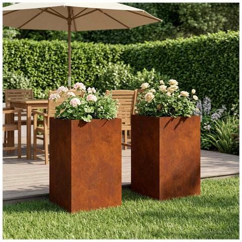 Vaso da giardino 2 pz Ruggine 30 x 30 x 50 cm Acciaio Corten - Foto 2