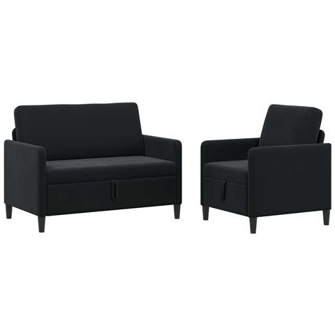 Set di Divani con Storage 2 pz Nero Poliestere - Foto 1