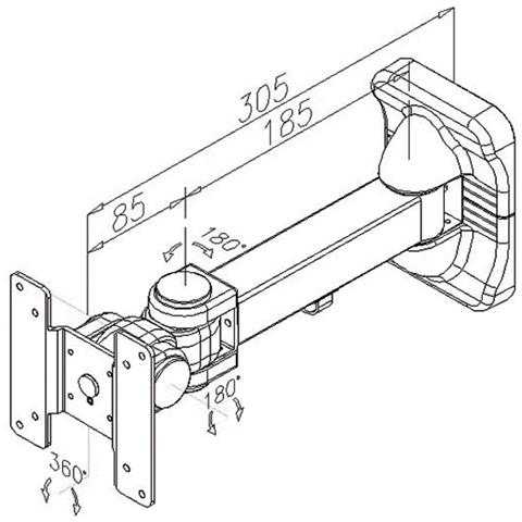 Braccio Per Supporto Monitor Lcd A 4 Snodi A Muro - Foto 2