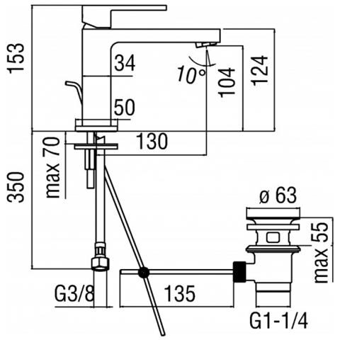 Miscelatore Lavabo Monoforo Nobili Up Up94118/1cr, Cromo - Foto 2