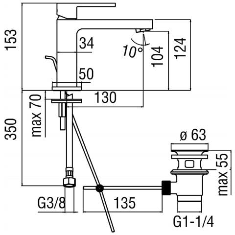 Miscelatore Lavabo Monoforo Nobili Up Up94118/1cr, Cromo - Foto 3