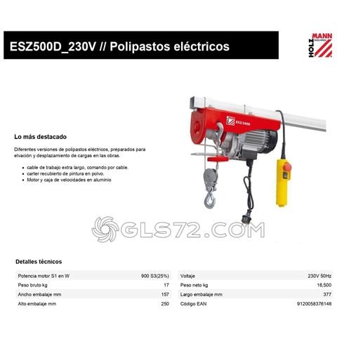Paranco Elettrico A Fune Esz500d_230v Holzmann - Foto 7