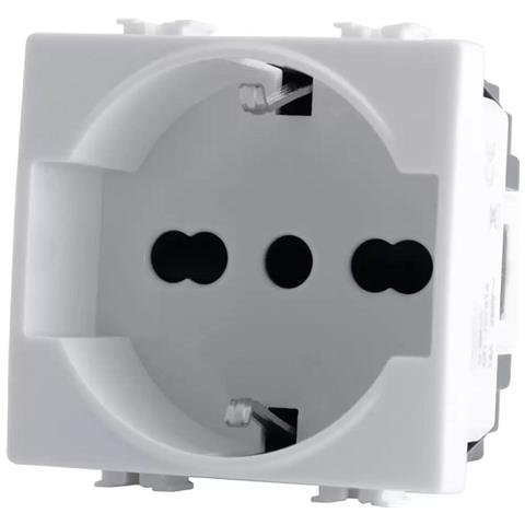 Presa Schuko Universale (16a-250v) 2 Moduli Compatibile Bticino Matix Bianco - Foto 2