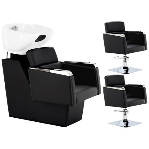 CALISSIMO Bella Set Lavaggio Parrucchiere E 2x Sedia Parrucchiere CALISSIMO Bella Set Lavaggio Parrucchiere E 2x Sedia Parrucchiere