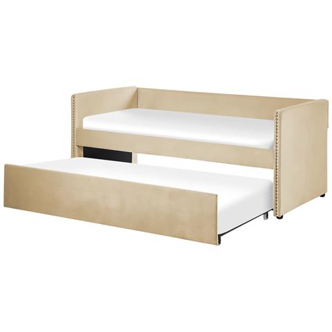 Letto Estraibile Velluto Troyes 90 X 200 Cm Beige - Foto 6