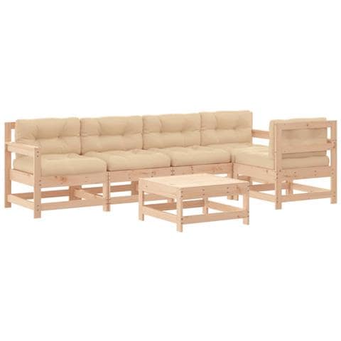 Set Divani Da Giardino 6 Pz Con Cuscini In Legno Massello - Foto 1