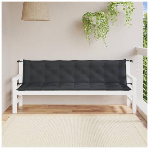 Cuscini Panca Giardino 2pz Antracite Mélange 200x50x7cm Tessuto - Foto 3