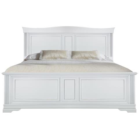 Letto Matrimoniale Shabby Sagomato In Legno Massello Bianco L. 176 P. 210 H. 125 - Foto 1