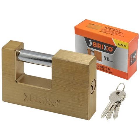 Lucchetto Antiscasso In Ottone E Asta In Acciaio Brixo - 50 Mm. - Foto 1