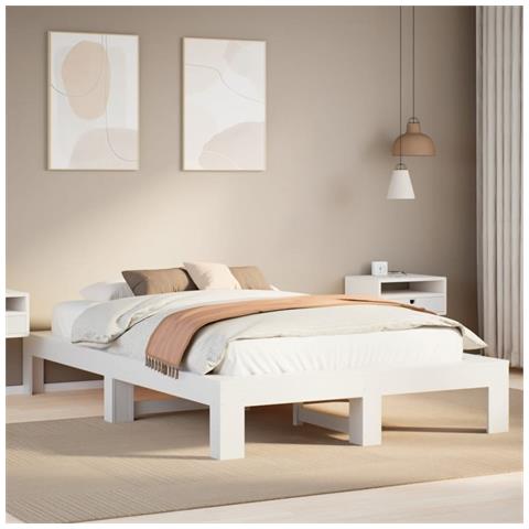 Letto Senza Materasso Bianco 120x200 Cm Legno Massello Di Pino - Foto 1