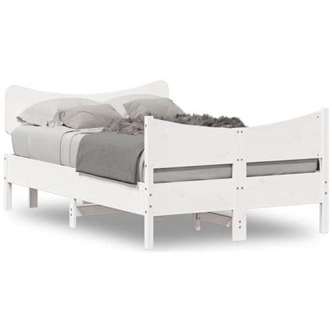 Letto Senza Materasso Bianco 120x190 Cm Legno Massello Di Pino - Foto 2