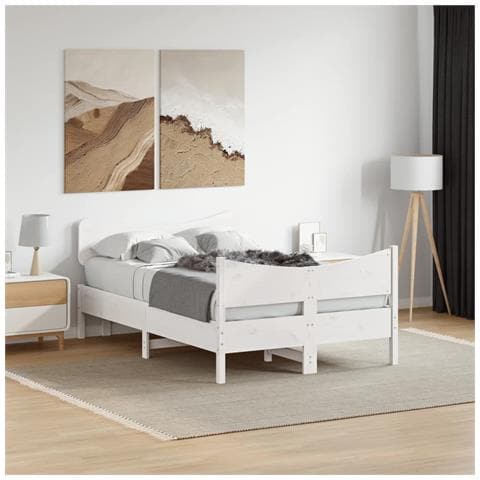 Letto Senza Materasso Bianco 120x190 Cm Legno Massello Di Pino - Foto 1