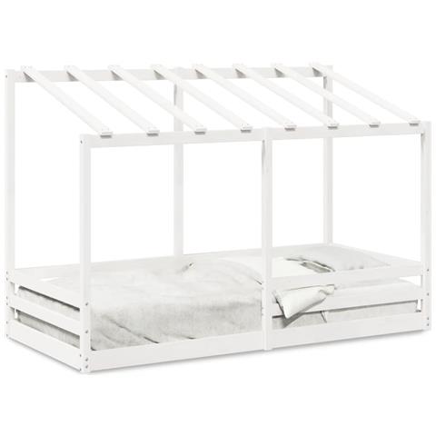 Letto Per Bambini Con Tetto Bianco 90x200cm Legno Massello Pino - Foto 2