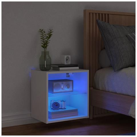 Comodino Con Luci Led A Parete Bianco - Foto 3