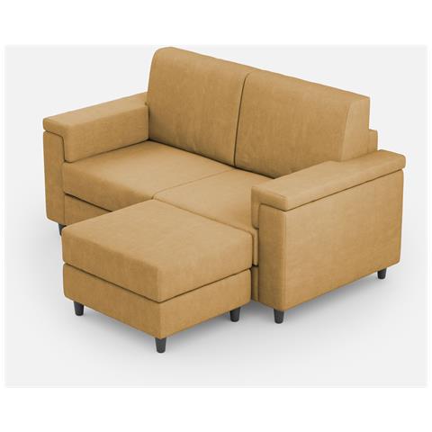 Divano Marrak 2 Posti (due Sedute Da 60cm) + Pouf Misure Esterne L. 148 P. 155 Colore Ocra - Foto 1