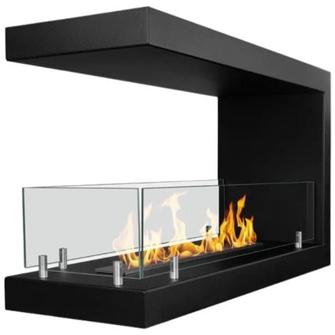 Camino Bioetanolo Da Parete Biocamino Da Incasso 1,5 Lt Riscaldamento 30 M2, Bruciatore In Acciaio Con Vetro Temperato - 90 Cm Nero - Foto 1