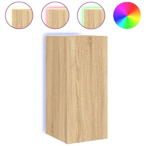 Mobile TV a Parete con Luci LED Rovere Sonoma 30,5x35x70 cm - Foto 1