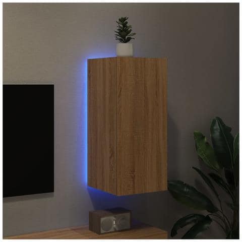Mobile TV a Parete con Luci LED Rovere Sonoma 30,5x35x70 cm - Foto 10
