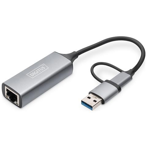 Adattatore Gigabit Ethernet USB Type-C™ 2.5G, USB-C™ + USB A (USB3.1/3.0) - Foto 1