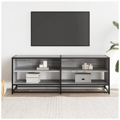 Mobile Tv Grigio Sonoma 120,5x40x46cm Legno Multistrato Metallo - Foto 3