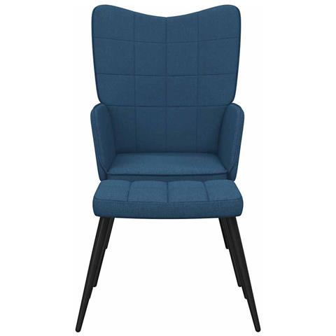 Lusso Casadino -  Sedia Relax Con Sgabello Blu In Tessuto - Foto 2