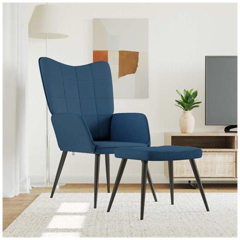 Lusso Casadino -  Sedia Relax Con Sgabello Blu In Tessuto - Foto 8