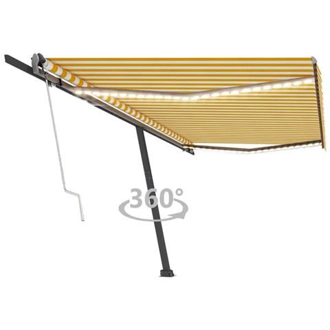 Lusso Casadino -  Tenda Automatica Sensore Vento E Led 500x300 Cm Gialla Bianca - Foto 2