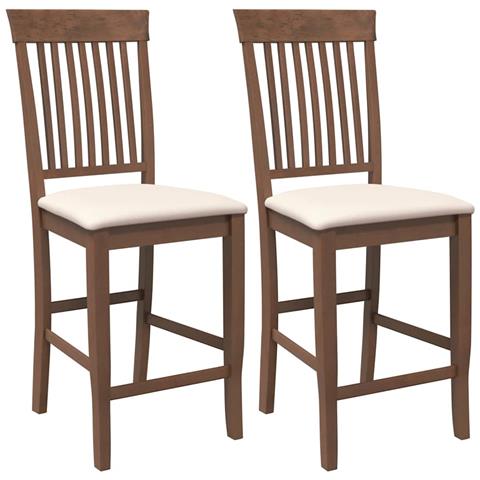 Sgabelli da Bar con Cuscini 2pz Marrone Legno Massello di Hevea - Foto 1