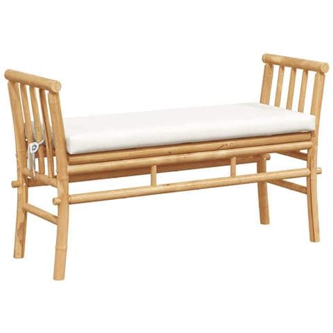Panchina da giardino  con cuscino da 110 cm in bambù - Foto 1