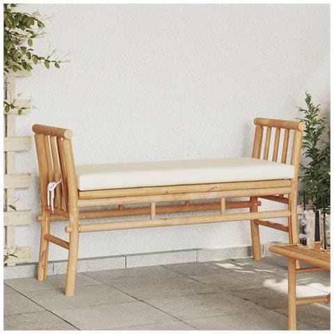 Panchina da giardino  con cuscino da 110 cm in bambù - Foto 2