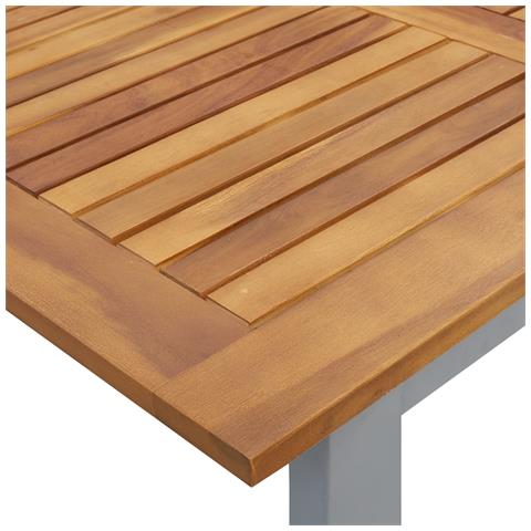 Set da pranzo da giardino 7 pezzi in legno massello di acacia e metallo - Foto 9