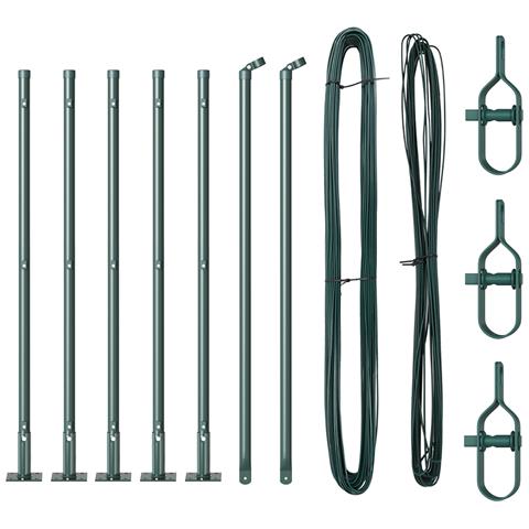 Pali per recinzione con piastre di base 7 pz Ø32mm 90cm Acciaio galvanizzato - Foto 1