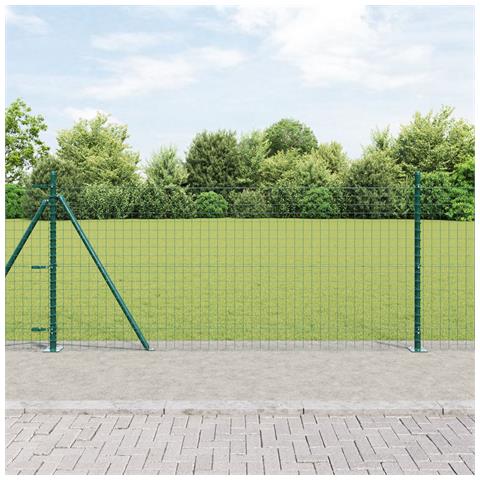 Pali per recinzione con piastre di base 7 pz Ø32mm 90cm Acciaio galvanizzato - Foto 2