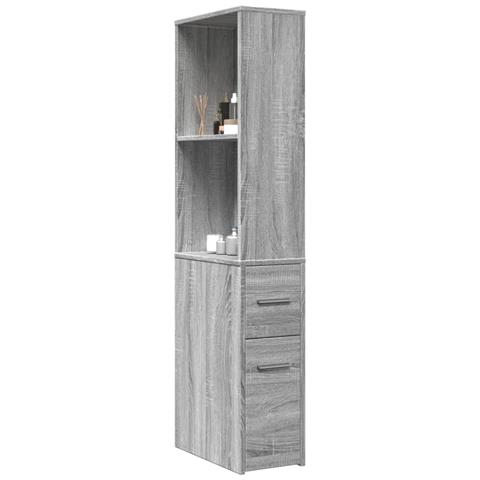 Armadietto da Bagno Stretto con Ruote Grigio Sonoma Truciolato - Foto 2
