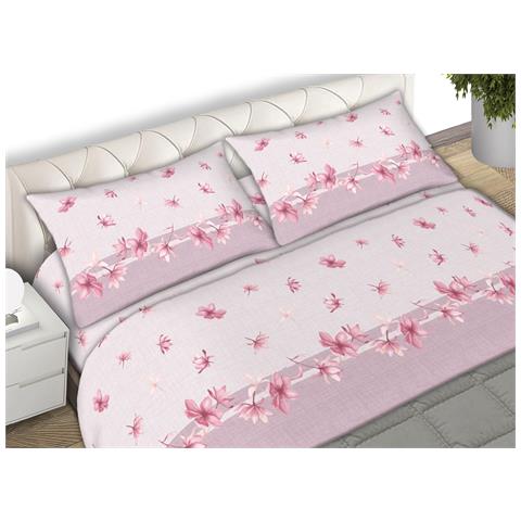 Completo Lenzuola Matrimoniale In Morbida Flanella Disegno Giorgia C.n 2 Piazze Rosa - Foto 1