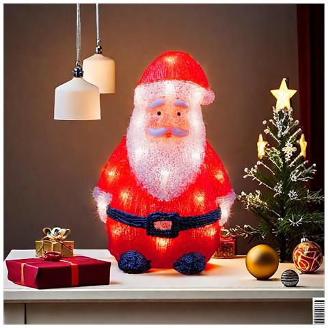 Lampada Led Babbo Natale Decorazione Natalizia Acrilico Grande 21,5 X 16 Cm - Foto 5