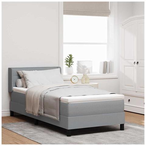 Letto box spring con materasso Grigio chiaro 90 x 200 cm - Foto 2