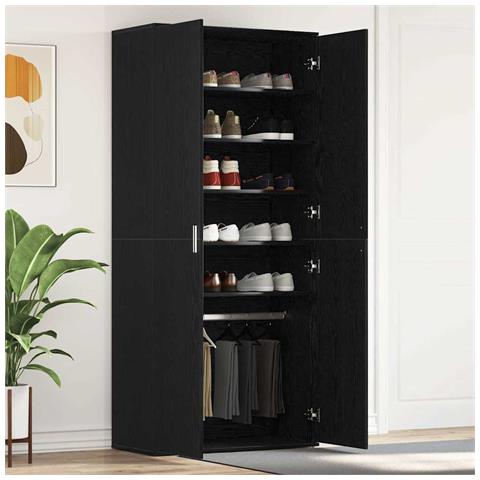 Mobile per scarpe Nero 80 x 39 x 180 cm Legno multistrato - Foto 2