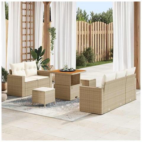 Set Divano da Giardino 8 pcs beige e panna 80 x 80 x 71 cm - Foto 2