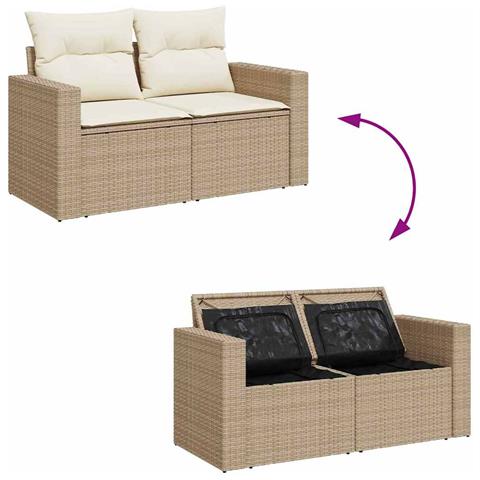 Set Divano da Giardino 8 pcs beige e panna 80 x 80 x 71 cm - Foto 9