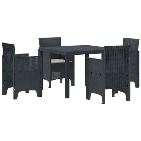 Set da Pranzo per Giardino 5 pcs Antracite Rattan Polt - Foto 1