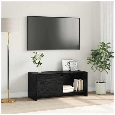 Supporto TV Rovere nero 90 x 35 x 40 cm Legno multistrato - Foto 2