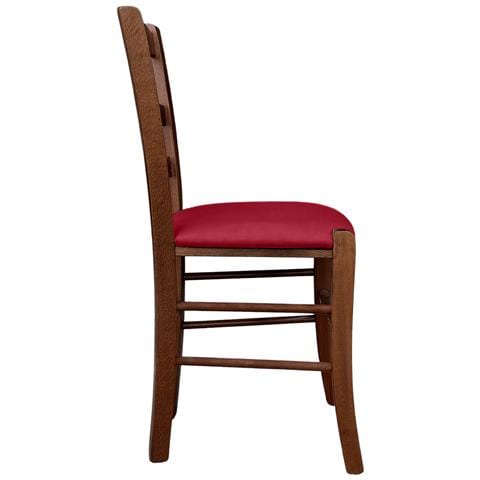 Sedia Loris In Legno Noce Scuro Con Seduta Imbottita In Similpelle Color Rosso - Foto 2