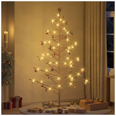 Albero di Natale in legno Marrone 210 cm Legno di pino massello - Foto 2